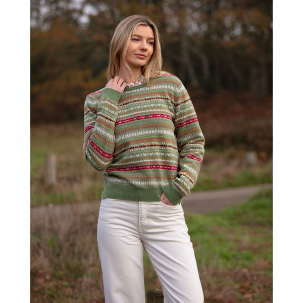 2ply Fairisle Crew Neck - Kitted in Cashmere