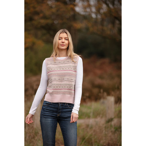 Sleeveless Crew Neck Fairisle - Kitted in Cashmere