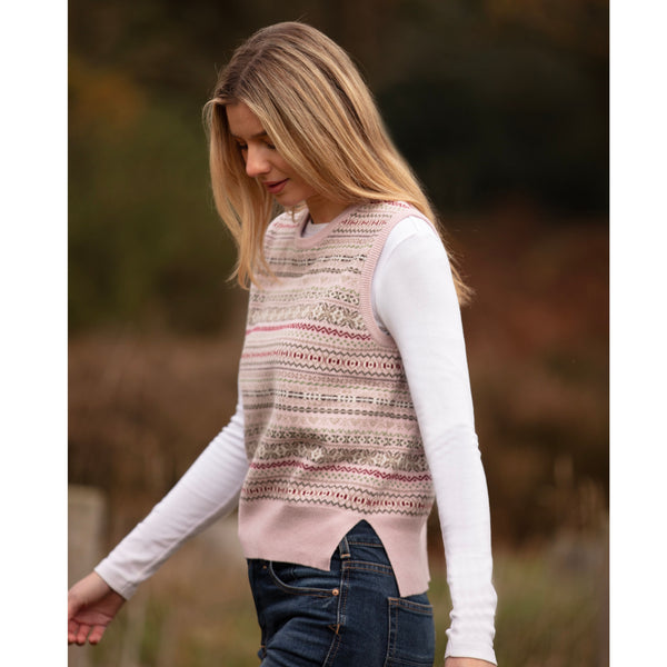 Sleeveless Crew Neck Fairisle - Kitted in Cashmere