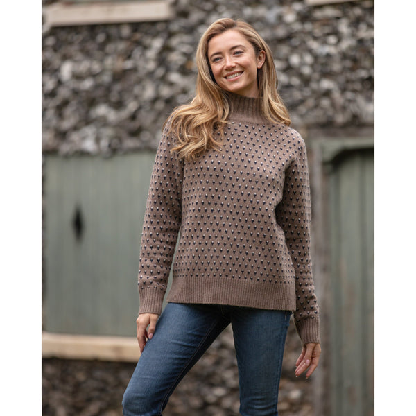 Felt Brown Nordic High Neck Jumper