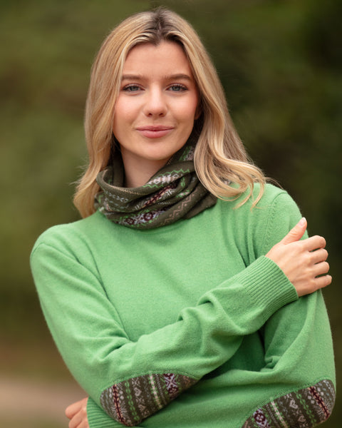 Crew Neck with  Fairisle Elbow Patches