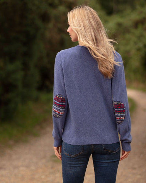 Crew Neck with  Fairisle Elbow Patches