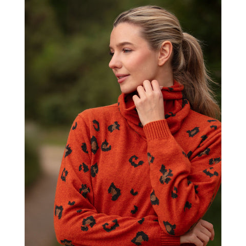 Pure Cashmere Leopard Intarsia snood