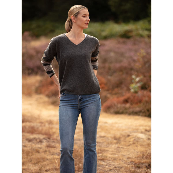 The Cashmere Camouflage Sleeve Vee Neck