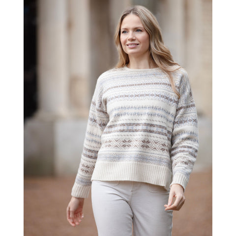 4 ply Fairisle Cropped Fairisle Crew Neck