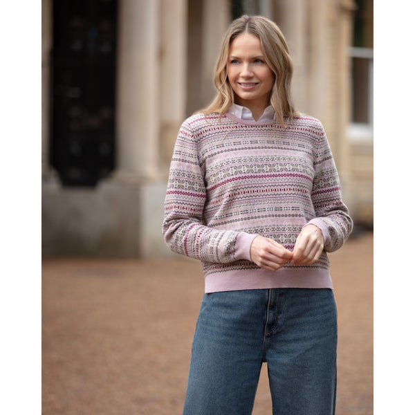 2ply Fairisle Crew Neck - Kitted in Cashmere