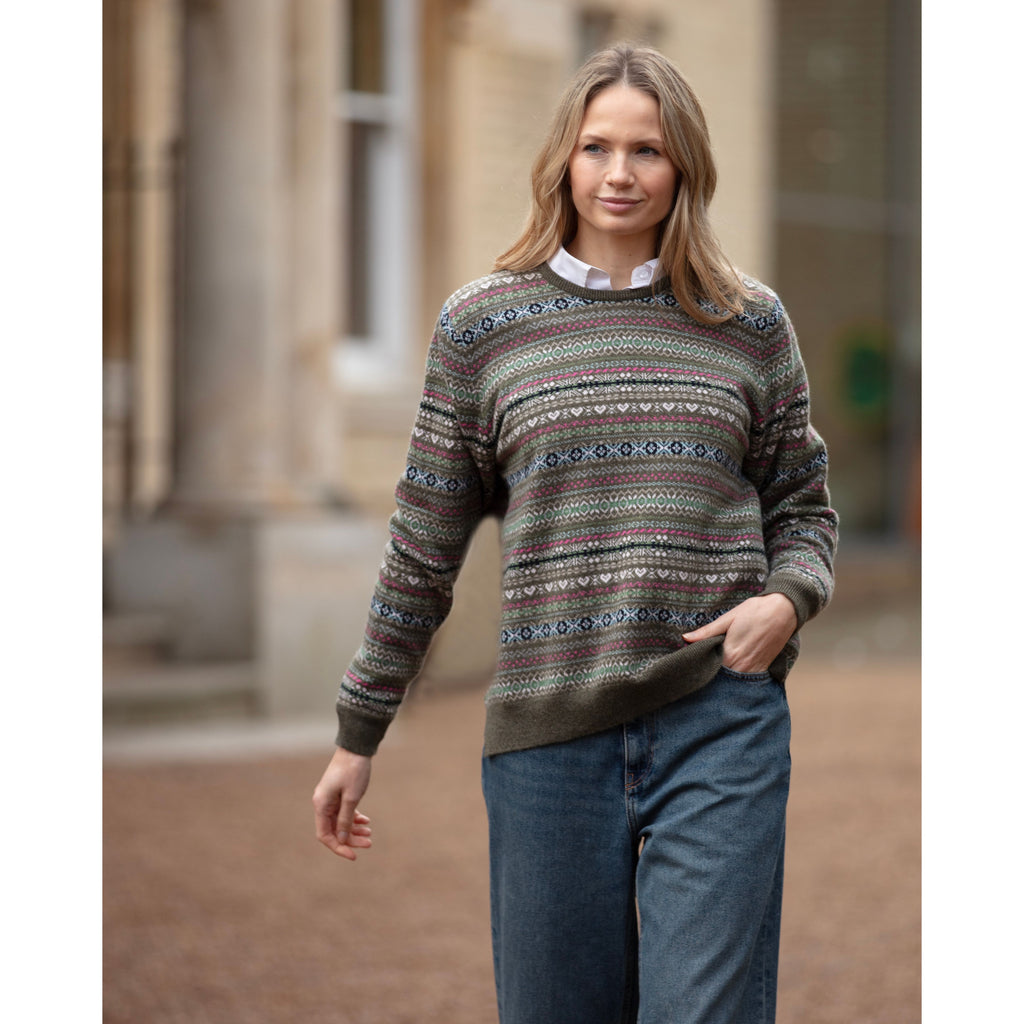 2ply Fairisle Crew Neck - Kitted in Cashmere
