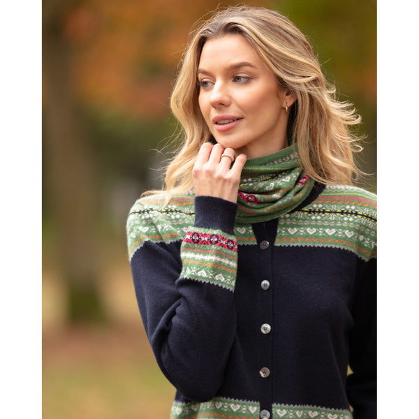 Navy Fairisle Cashmere Merino Snood