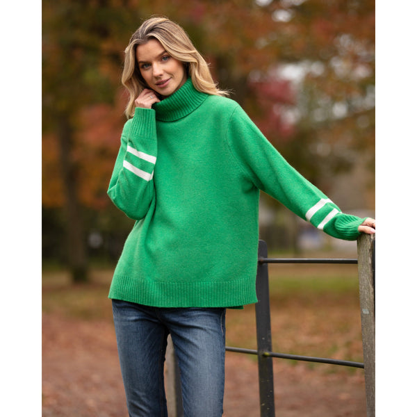 Green Roll Neck with Stripes