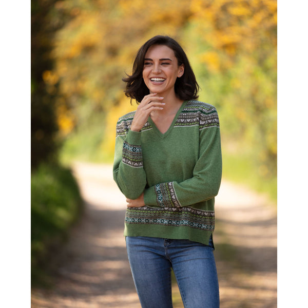 Fairisle Vee Neck - Kitted in Cashmere