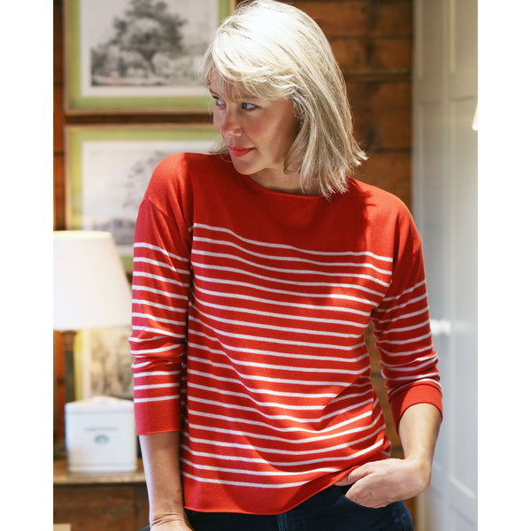 Breton Stripe Fine Cashmere and Wool Crew - Kitted in Cashmere